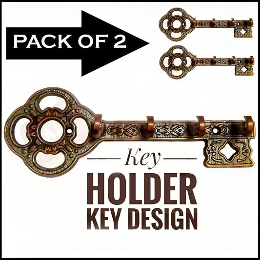 Pack Of 2 Metal Key Shape 4 Hooks Key Holder