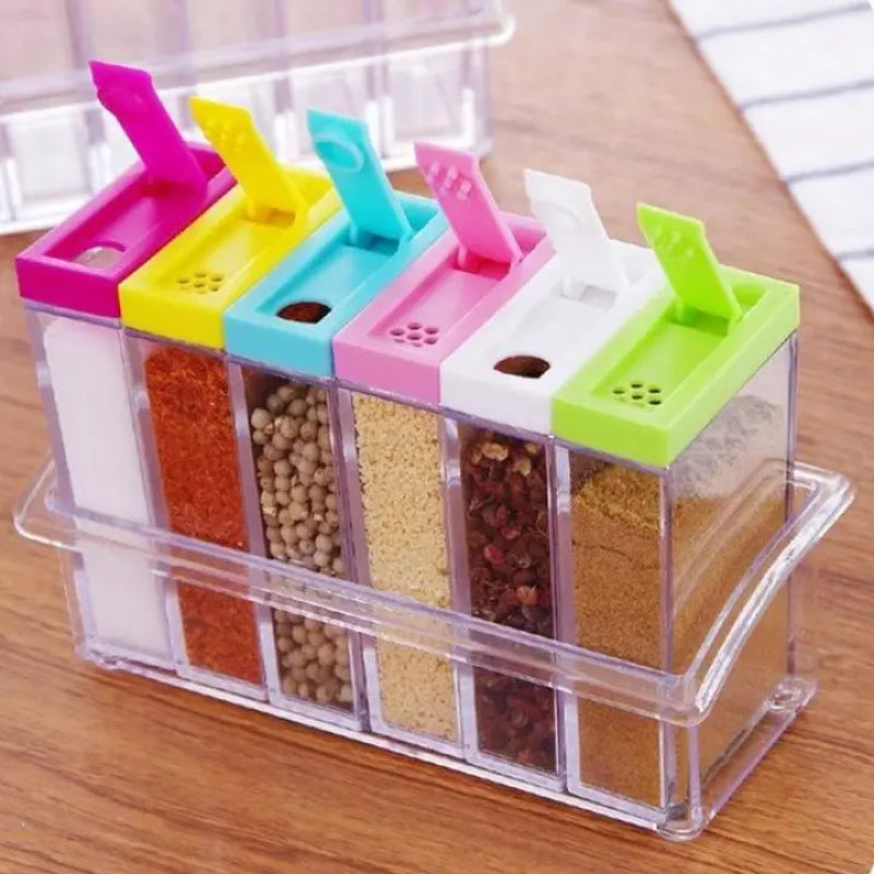 6 PCs Plastic Spice Shaker Seasoning Boxes Plastic Storage Container