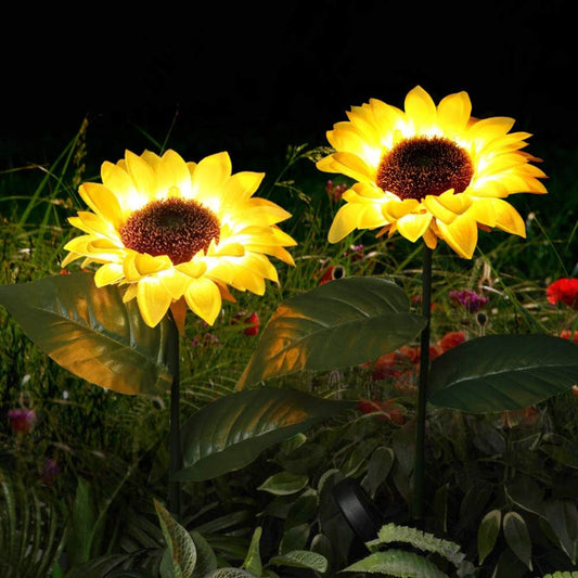 Pack Of 2 Waterproof Sunflower Solar Decorative Lights For Outdoor Garden And Lawn