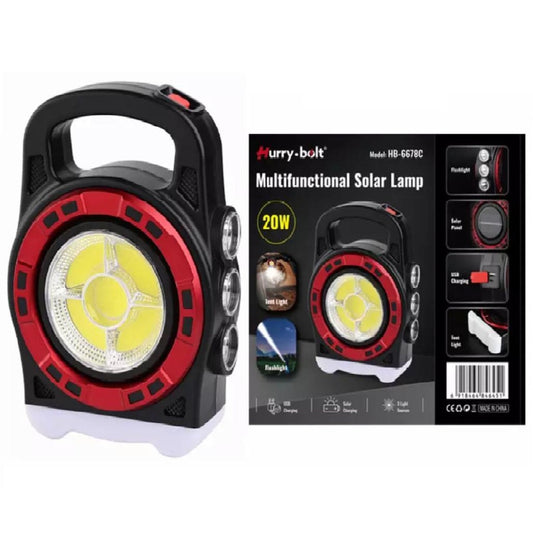 HB-6678C 20W Ergonomic Multi-Functional Portable Solar Lamp