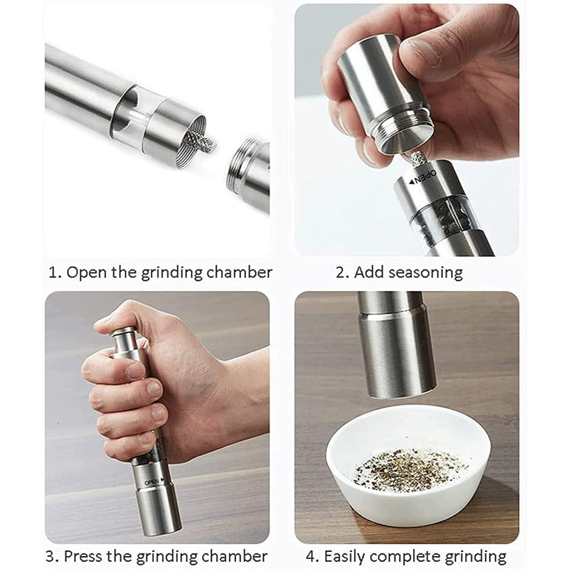 One Handed Operation Thumb Push High Quality Stainless Steel Spice Grinder