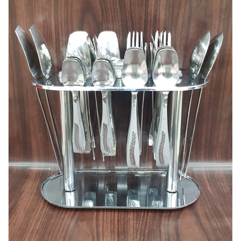 37pcs Stainless Steel Spoons Forks Cutlery Set With Holder Stand High Quality