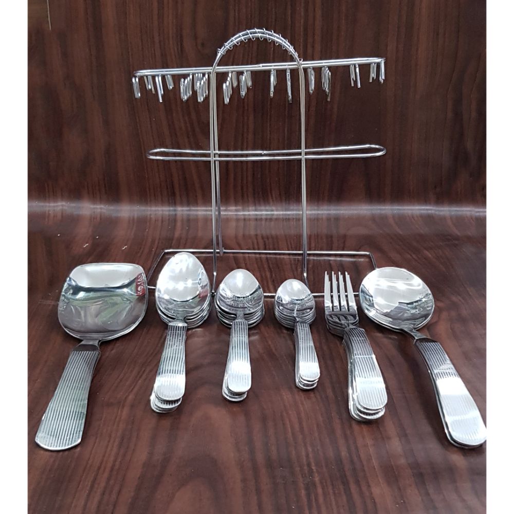 29pcs Stainless Steel Spoons Forks Cutlery Set With Holder Stand High Quality