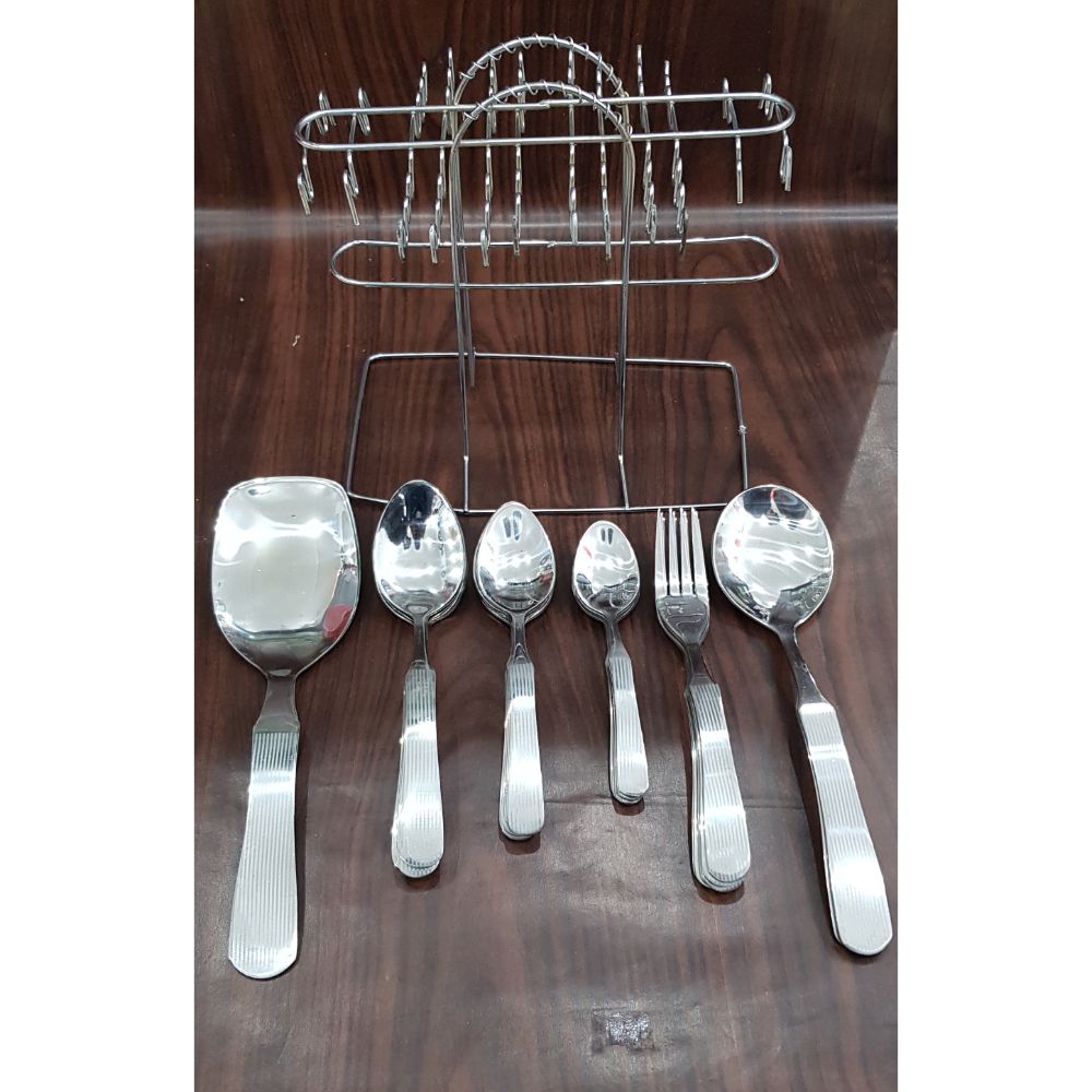 29pcs Stainless Steel Spoons Forks Cutlery Set With Holder Stand High Quality