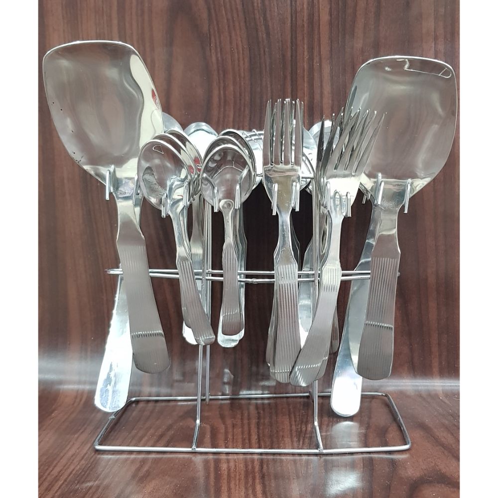 29pcs Stainless Steel Spoons Forks Cutlery Set With Holder Stand High Quality