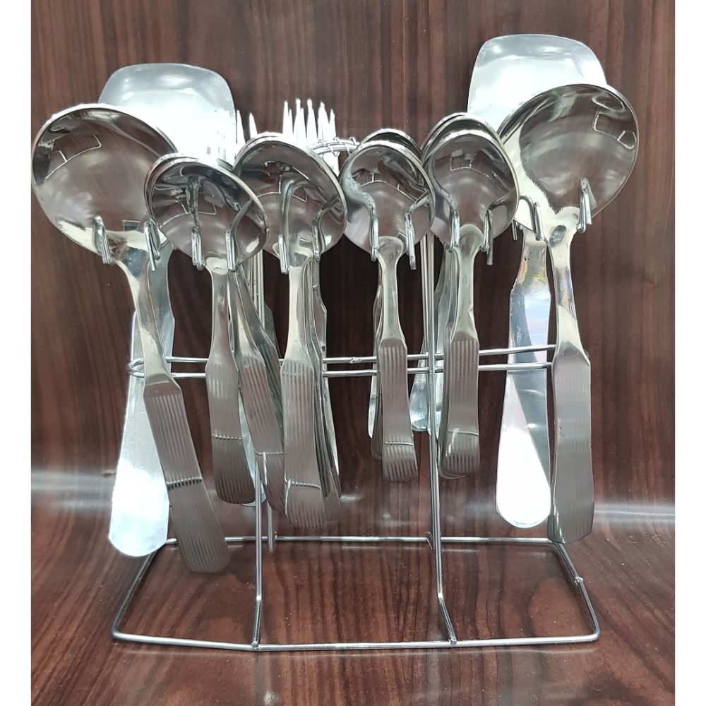 29pcs Stainless Steel Spoons Forks Cutlery Set With Holder Stand High Quality