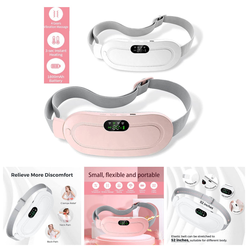 Smart Menstrual Heating Pad With Digital Display Vibrating Relief And Warm Palace Belt For Waist Pain And Cramps