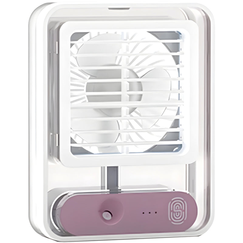 Rechargeable Transparent Fan with 3-Speed Wind, Night Light, Nano Spray Tech, Adjustable Grid