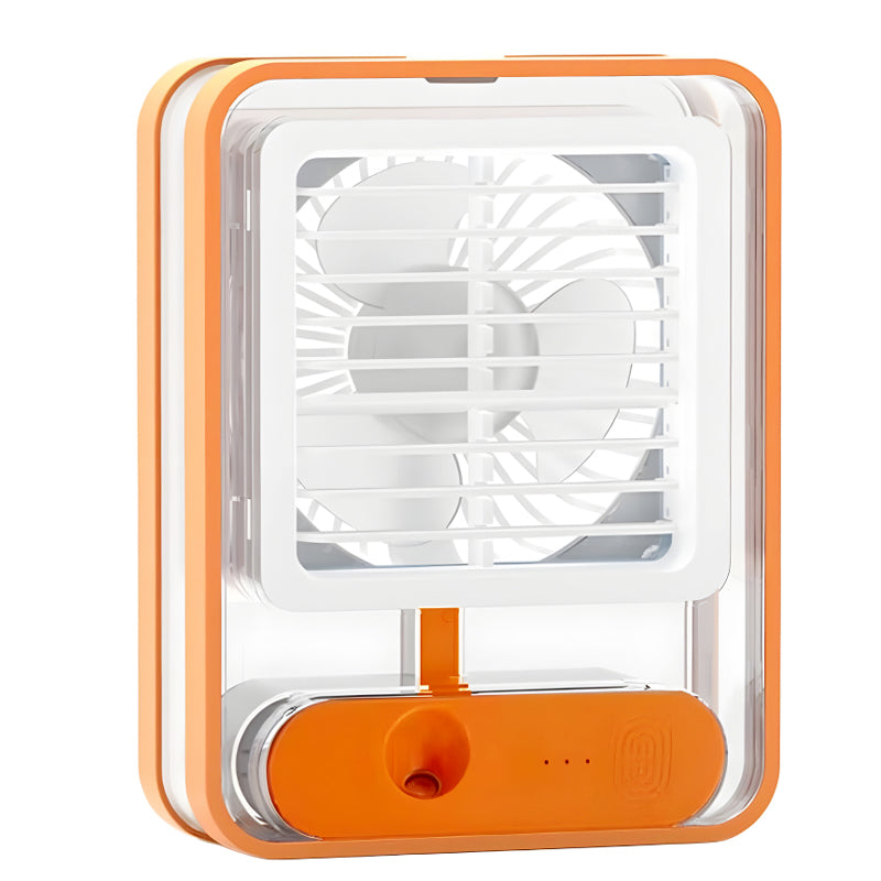 Rechargeable Transparent Fan with 3-Speed Wind, Night Light, Nano Spray Tech, Adjustable Grid