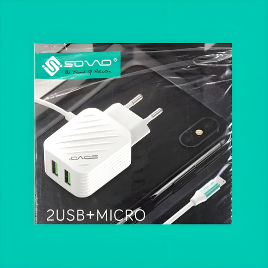 SOVO 2.4-Amp High Quality Micro Charger With Dual USB Output