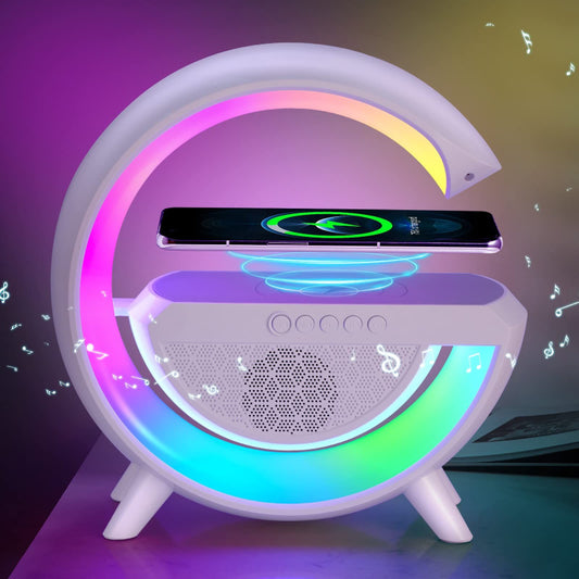 BT-2301 Wireless Phone Charger Bluetooth Speaker With RGB Lighting Alarm Clock, FM Radio