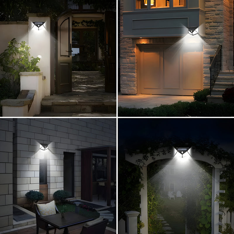 100 LEDs Rechargeable Motion Sensor Solar Interaction Waterproof Wall Lamp