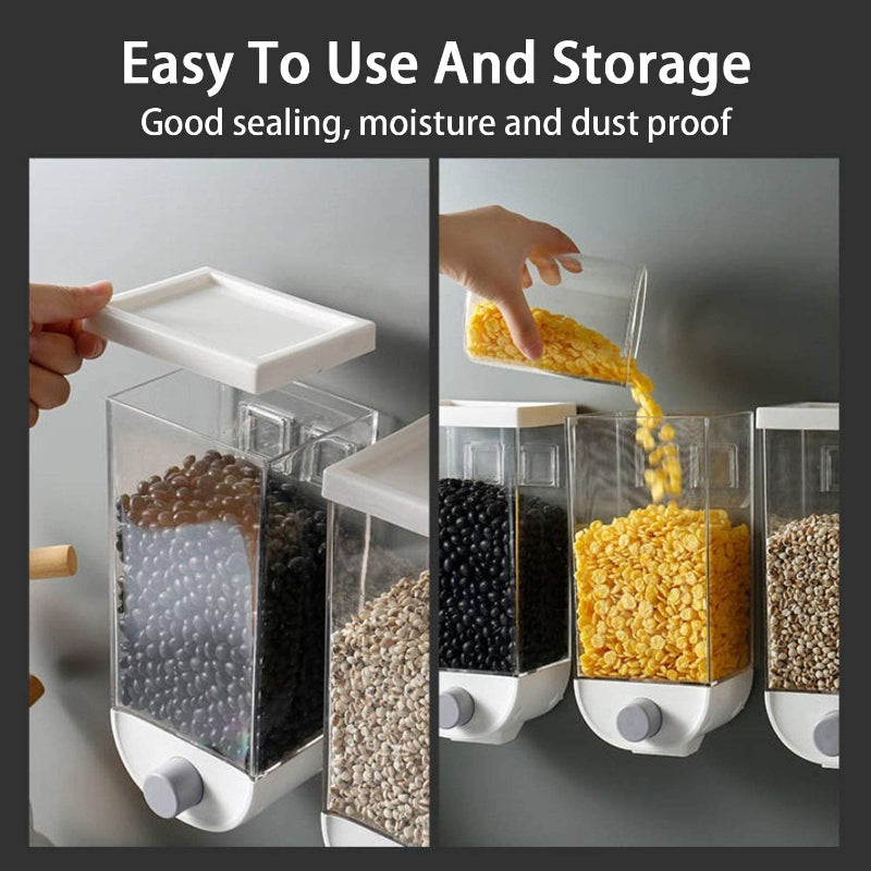 1500ml Transparent Body Eco-Friendly Wall Mounted Grain Storage Box