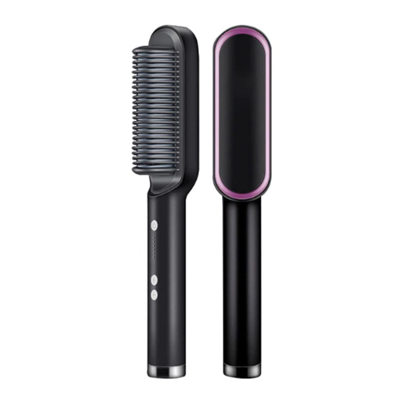 2 In 1 Ionic Straightening Brush With 3 Heat Levels Fast Ceramic Heating Anti-Scald Comb