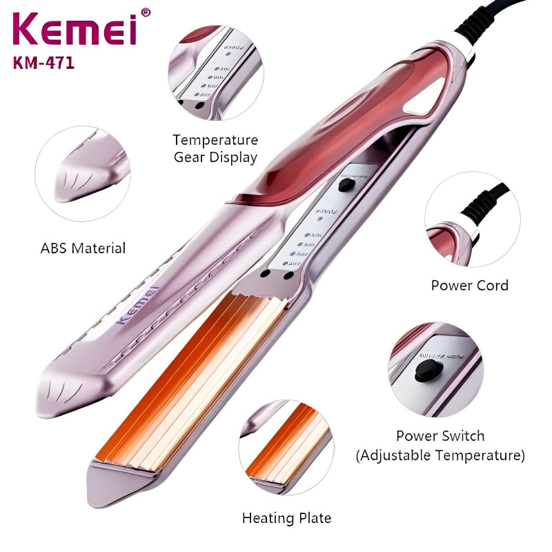 KM-471 Kemei Professional Hair Straightener With Temperature Control