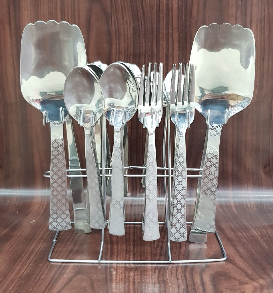 29pcs Stainless Steel Spoons Forks Cutlery Set With Holder Stand High Quality