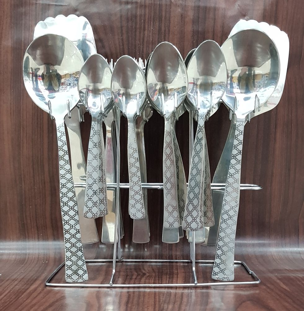 29pcs Stainless Steel Spoons Forks Cutlery Set With Holder Stand High Quality