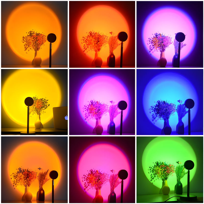 High-Efficiency USB Sunset Projector Lamp With 16-Color LED And Remote Control