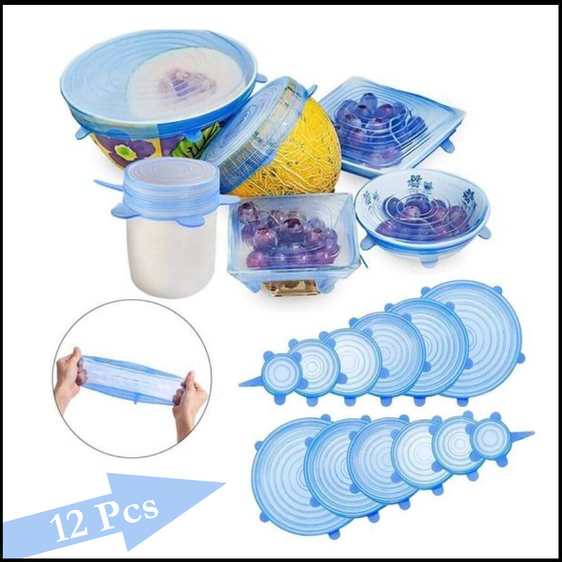 2 Sets Of 6 Pcs Silicone Food Wrap Caps Cookware Lids Stretchable Fresh Covers