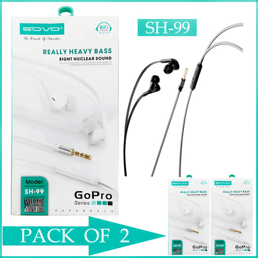 Pack Of 2 SOVO SH-99 GoPro Heavy Bass Comfortable Wear Handsfree