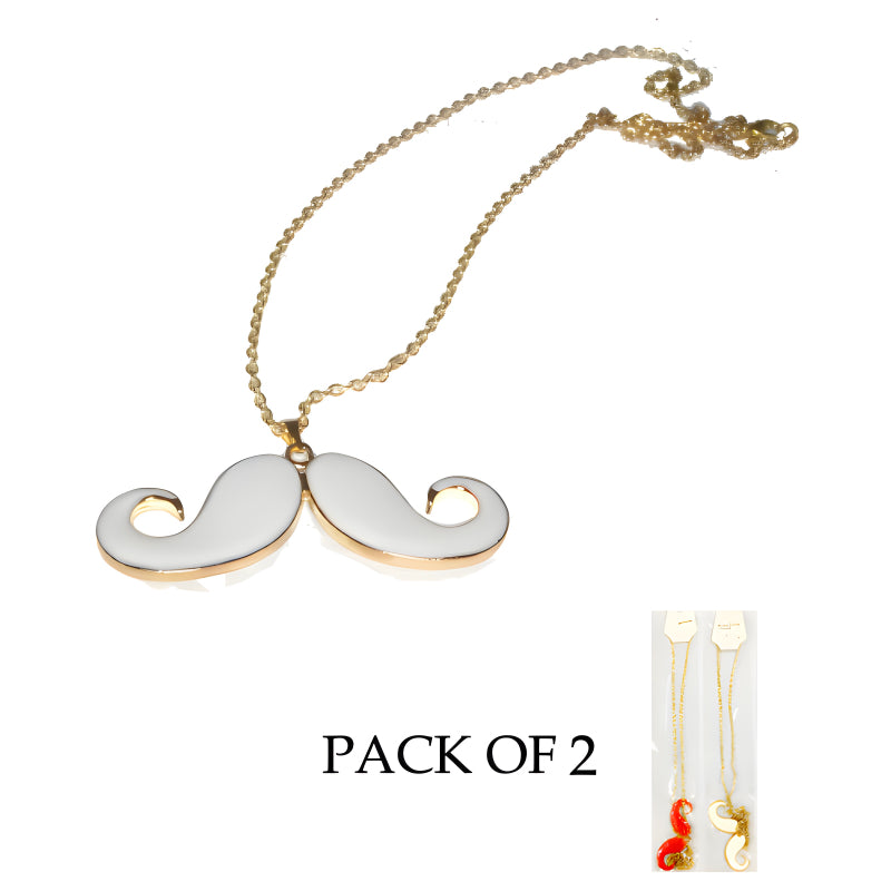 Chic Charm Set Of 2 Mustache Pendants With Golden Chains