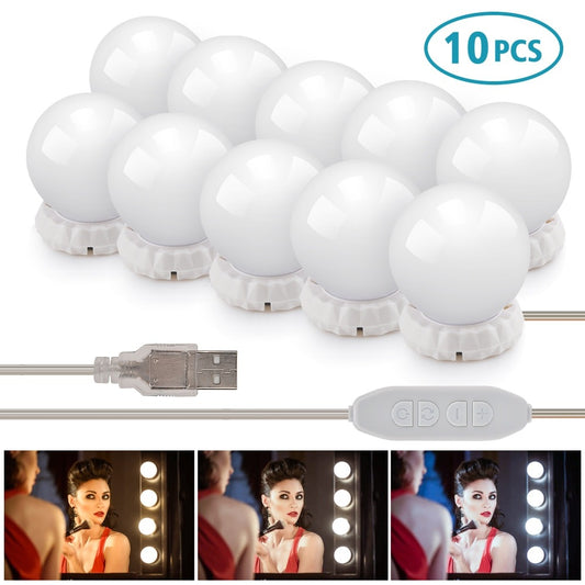 Led Makeup Mirror Light LED Hollywood Light 10 Bulb 12V EU US Plug Dimmable Touch Control DIY Lighting For Dressing Table