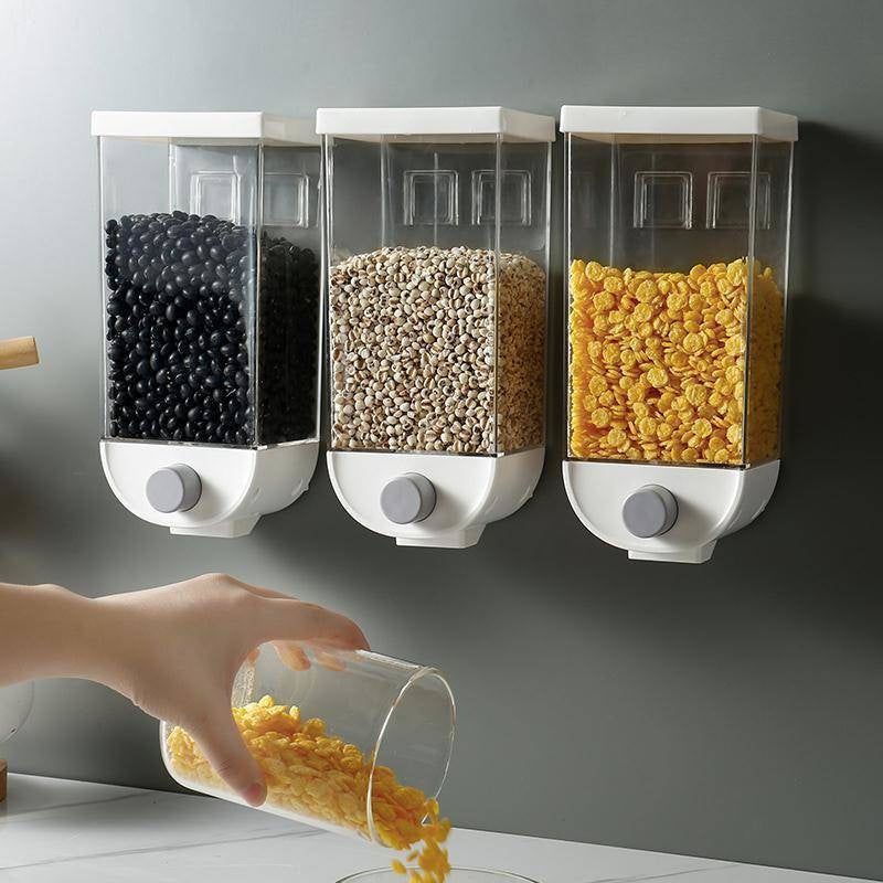 1500ml Transparent Body Eco-Friendly Wall Mounted Grain Storage Box