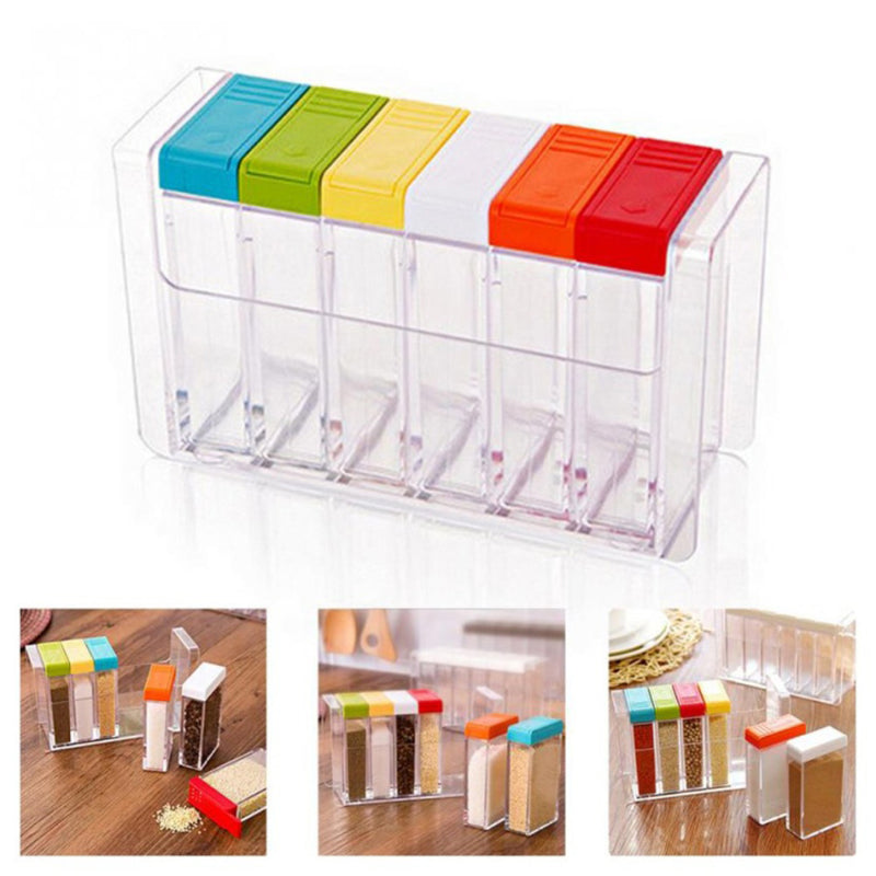 6 PCs Plastic Spice Shaker Seasoning Boxes Plastic Storage Container