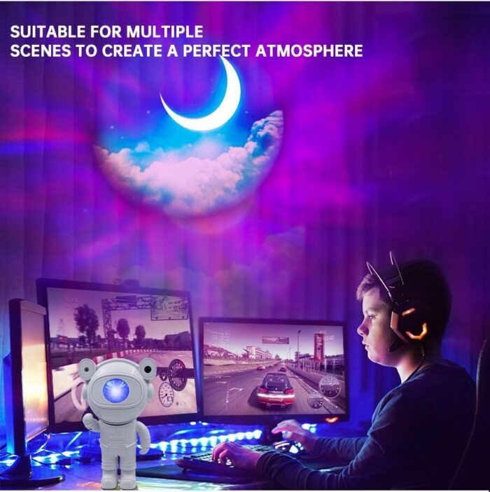 Astronaut Galaxy Projector Lamp Starry Star Bluetooth Music Night Light With Remote