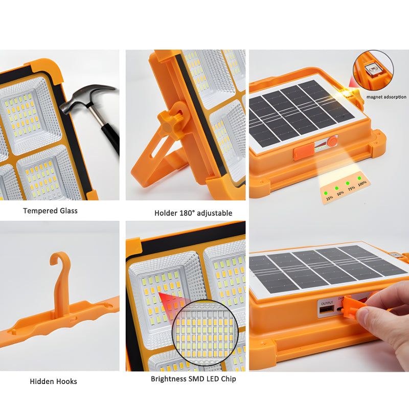 X8 Multifunctional Portable 1000W Solar LED Street Light High-Quality Rechargeable Off-Grid Private Lighting Solution